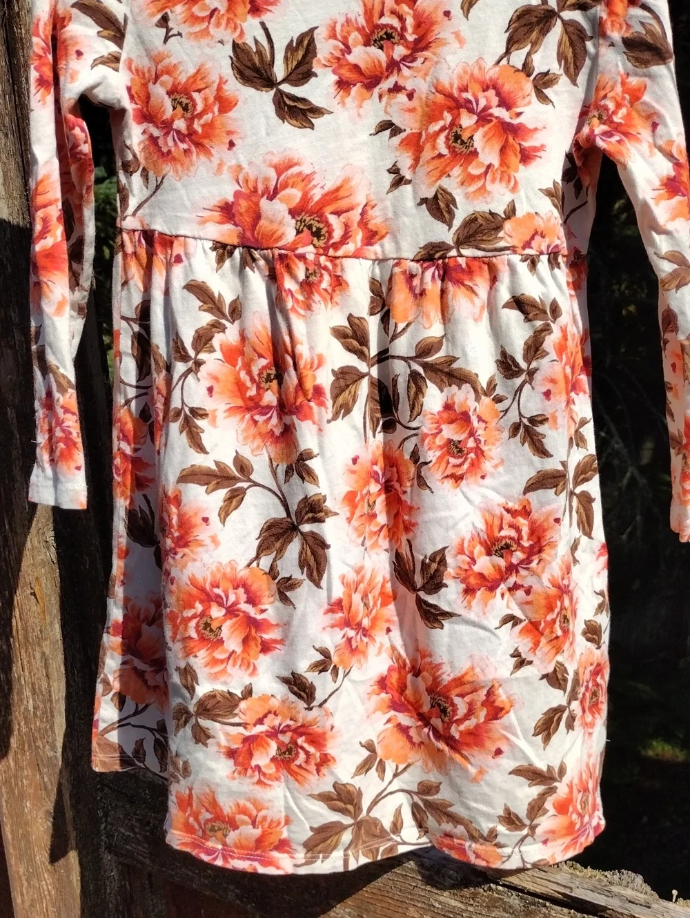 Old Navy,Size5T, Cream Dress with Coral & Brown Floral Print